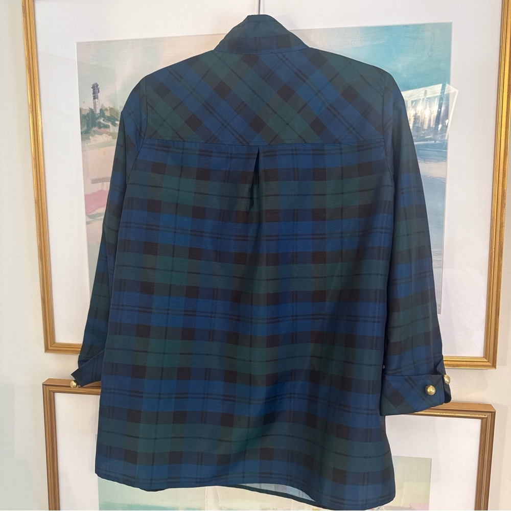 Tuckernuck Navy and Forest Green Plaid Button-Down Top - Picture 3 of 6